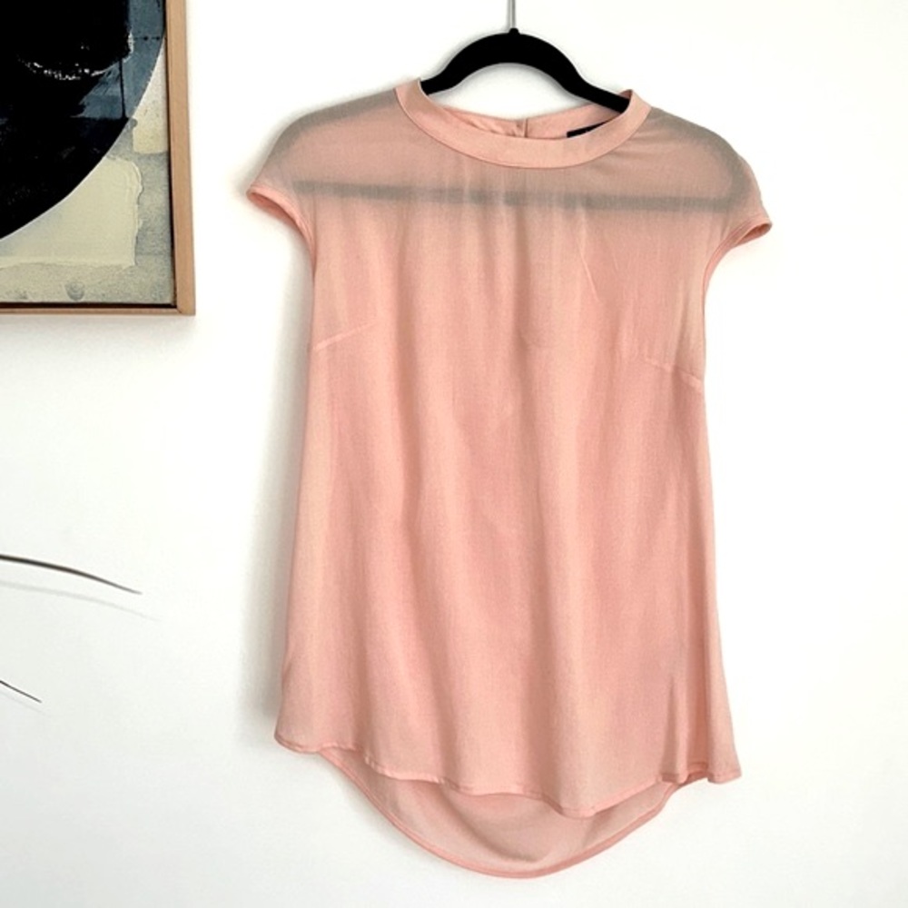 Ella Moss Blush Pink Cap-Sleeve Silk Blouse
